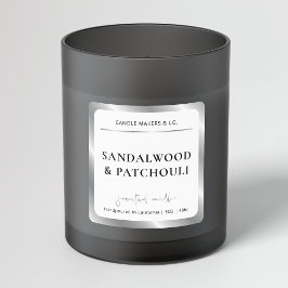 Adesivo Quadrado Embalagem de Velas Moderna de Folha de Silver Faux