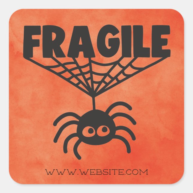 Adesivo Quadrado Embalagem Frágil de Halloween (Frente)