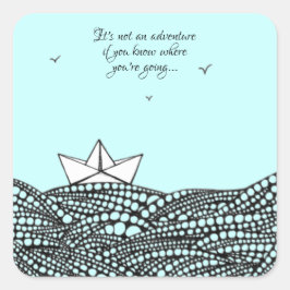 Adesivo Quadrado Embarcação de papel desenhado