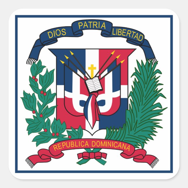 adesivo quadrado emblem da república dominicana (Frente)