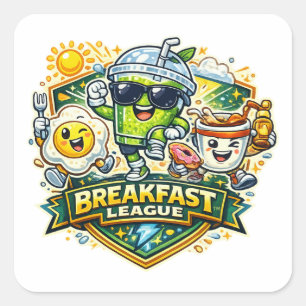 Adesivo Quadrado Emblema da Liga do Café da Manhã