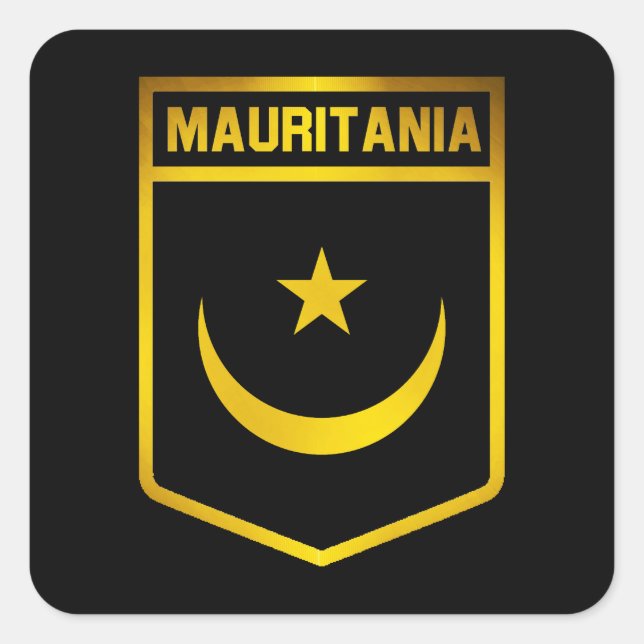 Adesivo Quadrado Emblema da Mauritânia (Frente)