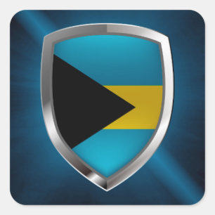 Adesivo Quadrado Emblema de Bahamas Mettalic