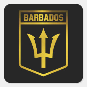 Adesivo Quadrado Emblema de Barbados