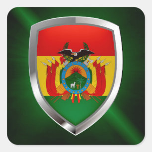 Adesivo Quadrado Emblema de Bolívia Mettalic
