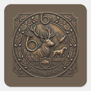 Adesivo Quadrado Emblema de Bronze da Casa de Caça