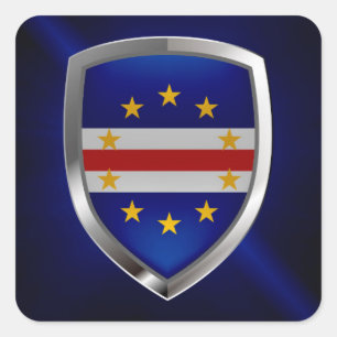 Adesivo Quadrado Emblema de Cabo Verde Mettalic