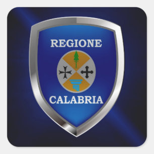 Adesivo Quadrado Emblema de Calabria Mettalic