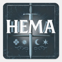 Adesivo Quadrado Emblema de Espada Medieval HEMA – Estilo Grafite A