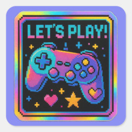 Adesivo Quadrado Emblema de Jogador de Arte Pixel NÍVEL SUPERIOR