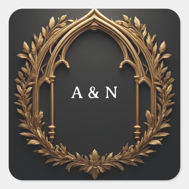 Adesivo Quadrado Emblema de Louro Dourado ✨ (Frente)