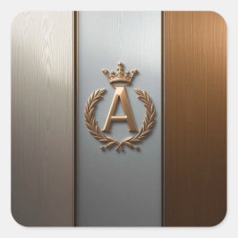 Adesivo Quadrado Emblema de Monograma Dourado A