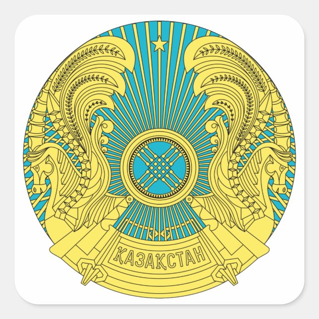 Adesivo Quadrado emblema do cazaquistão (Frente)