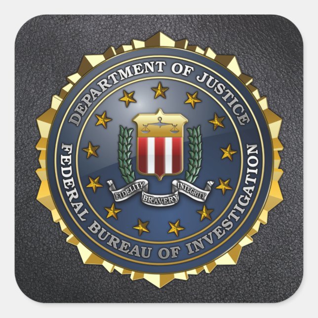 Adesivo Quadrado Emblema do FBI (Frente)
