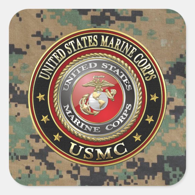 Adesivo Quadrado Emblema do USMC [Edição Especial] [3D] (Frente)