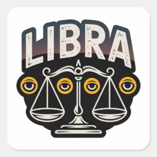 Adesivo Quadrado Emblema do Zodíaco de Libra Místico