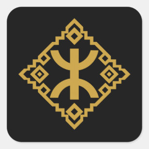 Adesivo Quadrado Emblema Geométrico Dourado Símbolo Yaz Amazigh