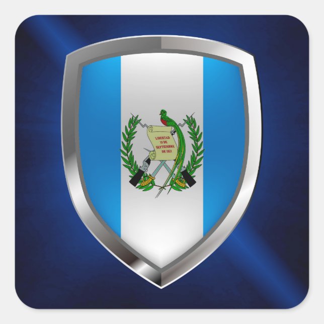 Adesivo Quadrado Emblema metálico da Guatemala (Frente)