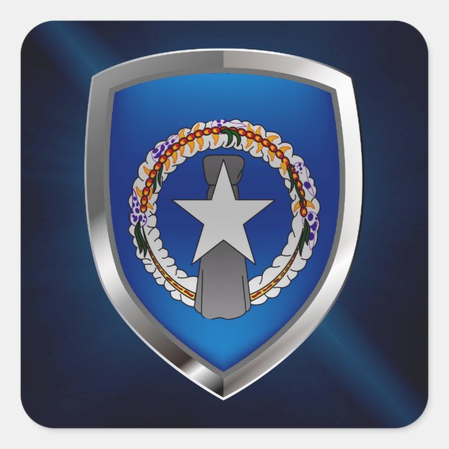 Adesivo Quadrado Emblema Metálico das Ilhas Marianas nortes (Frente)