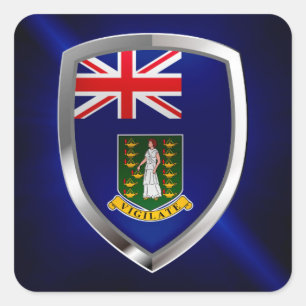 Adesivo Quadrado Emblema Metálico das Ilhas Virgens Britânicas
