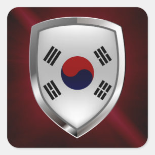 Adesivo Quadrado Emblema metálico de Coreia do Sul