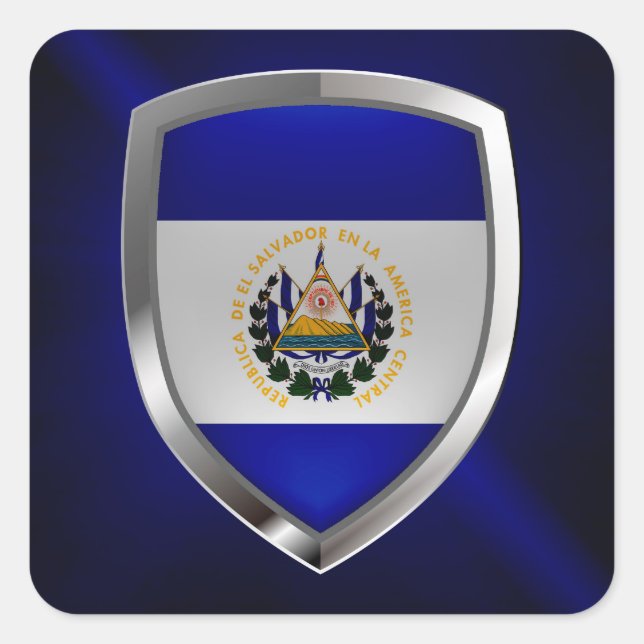 Adesivo Quadrado Emblema metálico de El Salvador (Frente)
