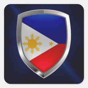 Adesivo Quadrado Emblema metálico de Filipinas