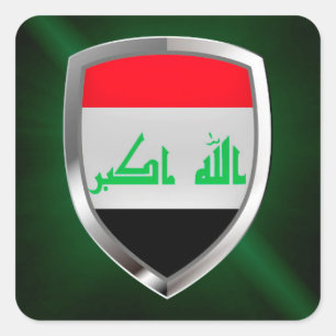 Adesivo Quadrado Emblema metálico de Iraque