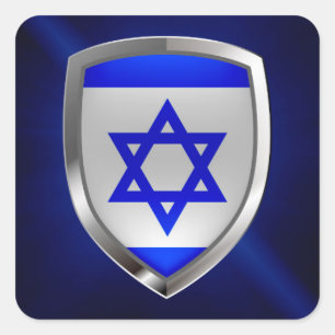 Adesivo Quadrado Emblema metálico de Israel