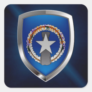 Adesivo Quadrado Emblema metálico de Northern Mariana Islands