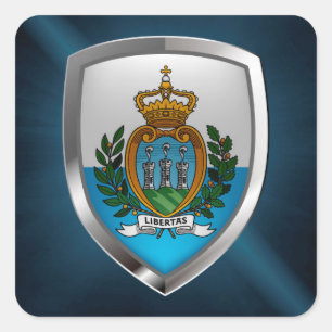 Adesivo Quadrado Emblema metálico de San Marino