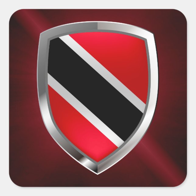 Adesivo Quadrado Emblema Metálico de Trinidad e Tobago (Frente)