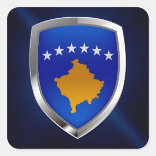 Adesivo Quadrado Emblema Metálico do Kosovo