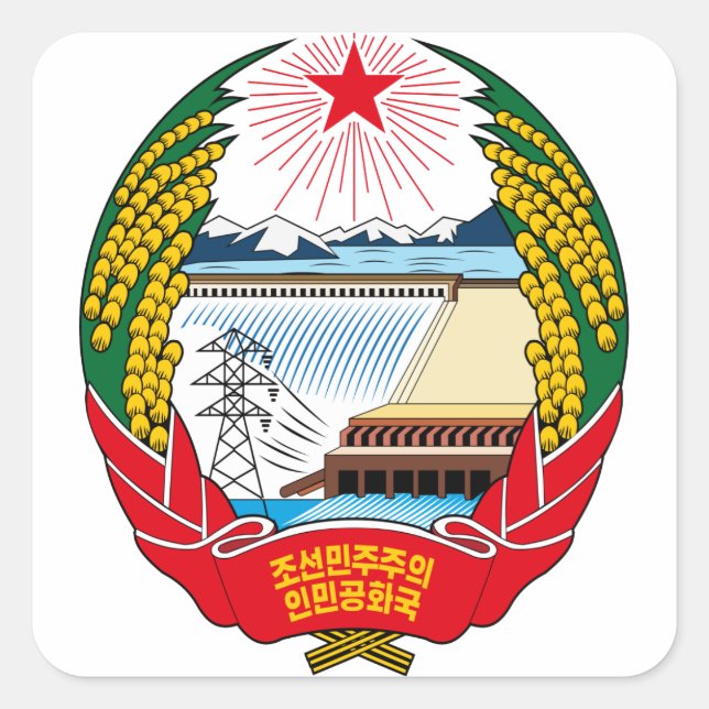Adesivo Quadrado emblema norte da coreia (Frente)