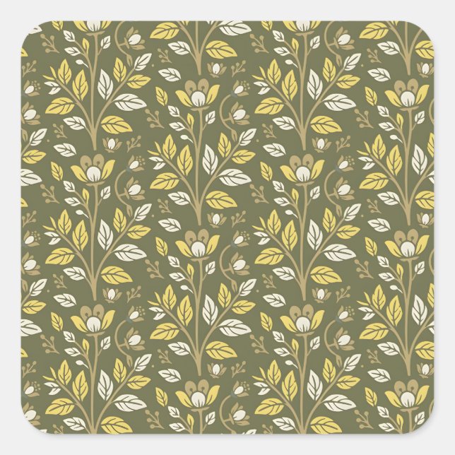 Adesivo Quadrado Embrace Nature with Elegant Floral Patterns (Frente)