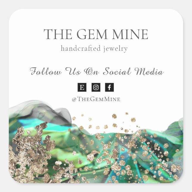 Adesivo Quadrado Emerald Agate Small Business (Frente)