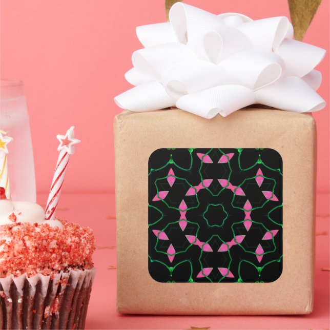 Adesivo Quadrado Emerald and Pink Kaleidoscope  (Festa)