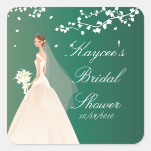 Adesivo Quadrado Emerald Bride Chá de panela Square Sticker