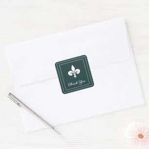 Adesivo Quadrado Emerald Green Fleur de Lis Obrigado Stickers