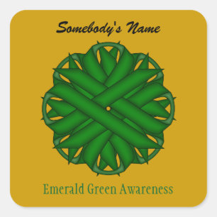 Adesivo Quadrado Emerald Green Flower Ribbon por Kenneth Yoncich