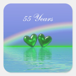 Adesivo Quadrado Emerald Hearts de 55º Aniversário