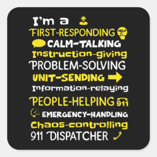 Adesivo Quadrado Emergency Dispatcher - Thin Yellow Line Dispatcher