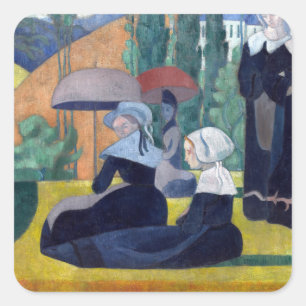 Adesivo Quadrado Emile Bernard Breton Mulheres com Guarda-chuvas