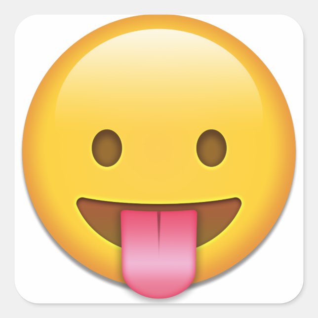 Adesivo Quadrado Emoji Cheeky Saída Da Língua (Frente)