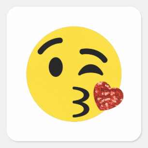 Adesivo Quadrado emoji de beijo brilhante
