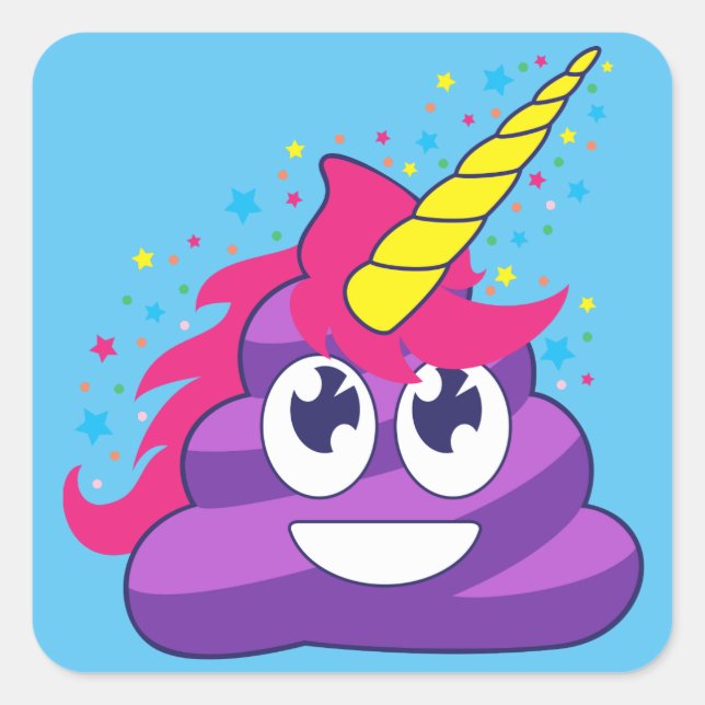 Adesivo Quadrado Emoji Purple Unicorn Poop (Frente)