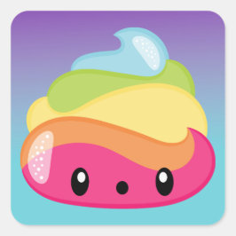 Adesivo Quadrado Emoji Raimbow Poop!