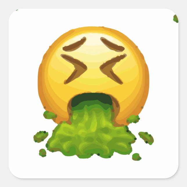 Adesivo Quadrado emoji vomitando (Frente)