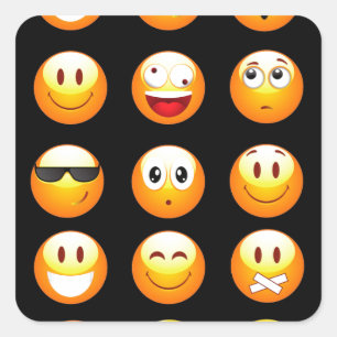 Adesivo Quadrado emojis preto
