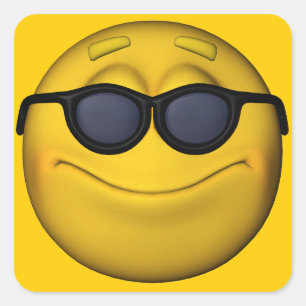Adesivo Quadrado Emoticon De Óculos De Sol